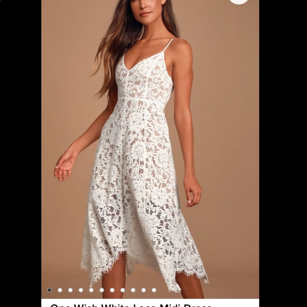 XS white lace midi dress